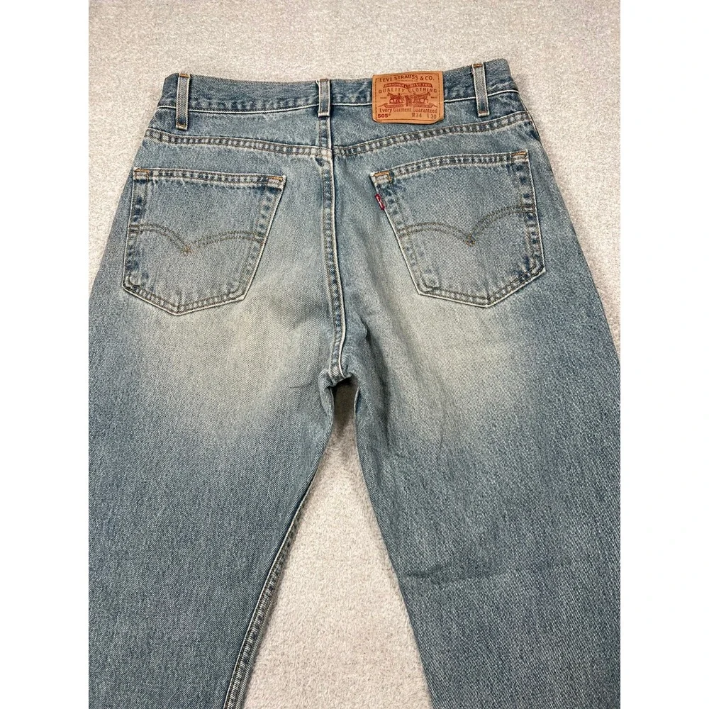 Vintage Levis 505 Mens 34x30 Made in USA Light Wash Regular Straight Leg Jeans